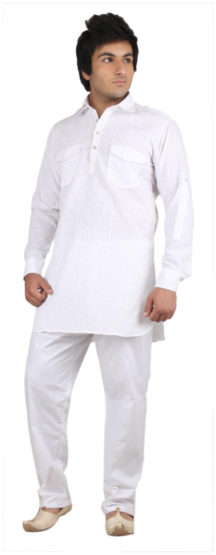 

Royal Kurta White Linen Kurta Pyjama Set
