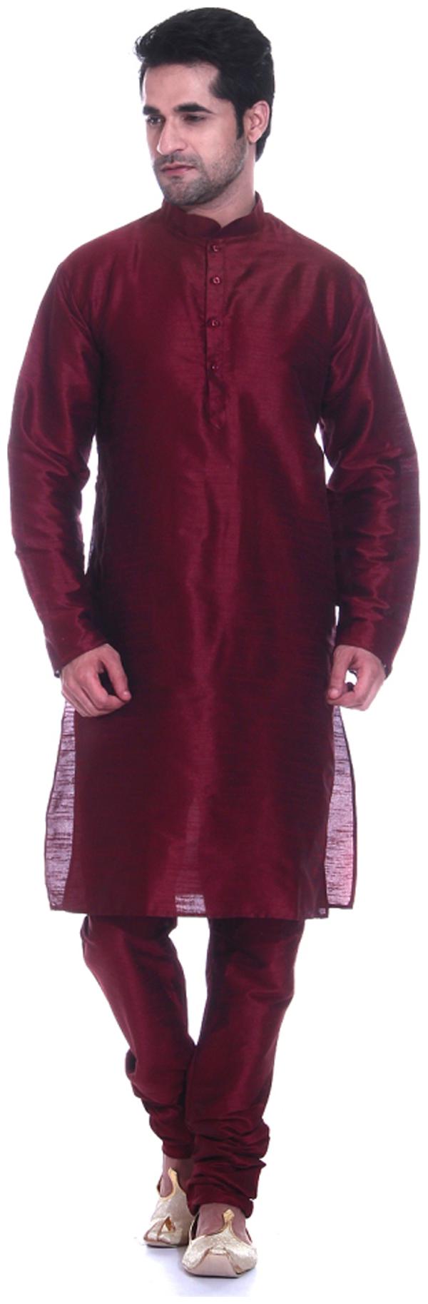 

Royal Kurta Maroon Silk Blend Kurta Pyjama Set