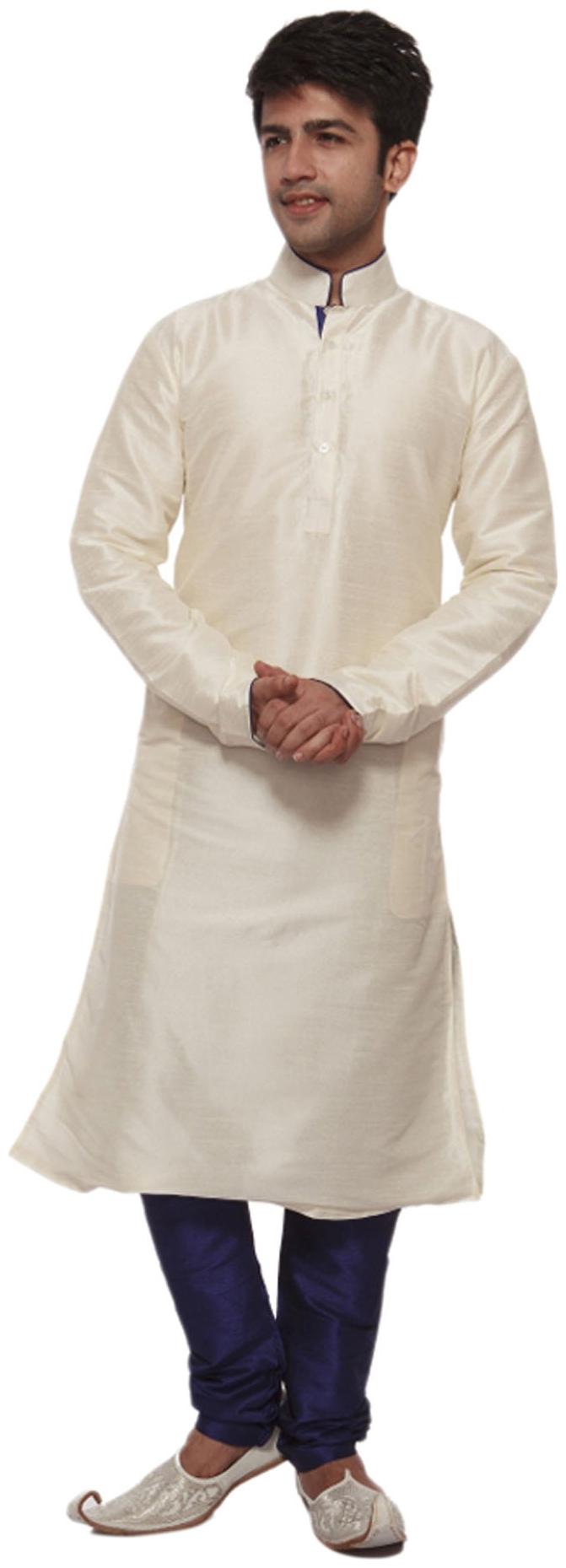 

Royal Kurta White Silk Blend Kurta Pyjama Set