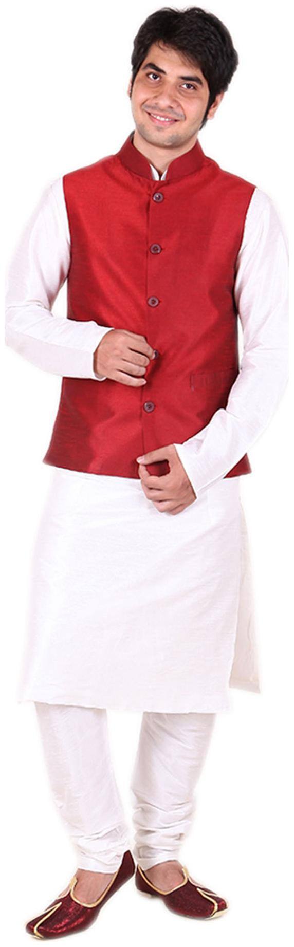 Royal Kurta White Silk Kurta Pyjamas Set