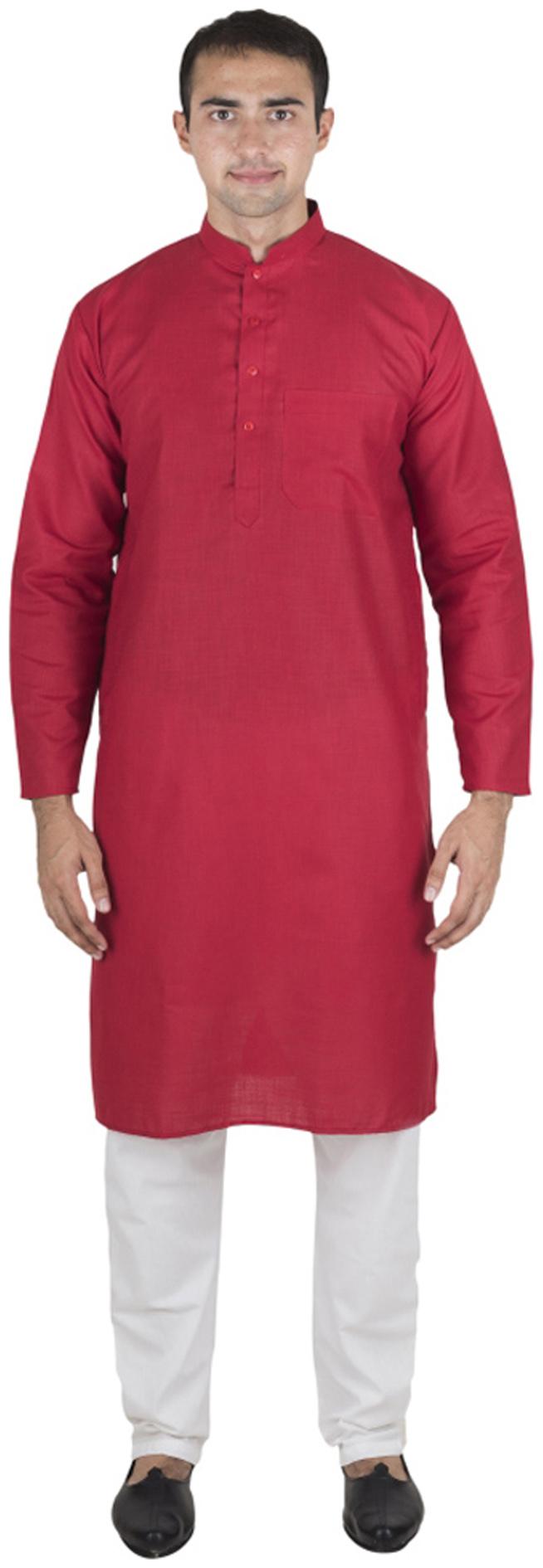 

Royal Kurta Red Cotton Blend Kurta Pyjama Set