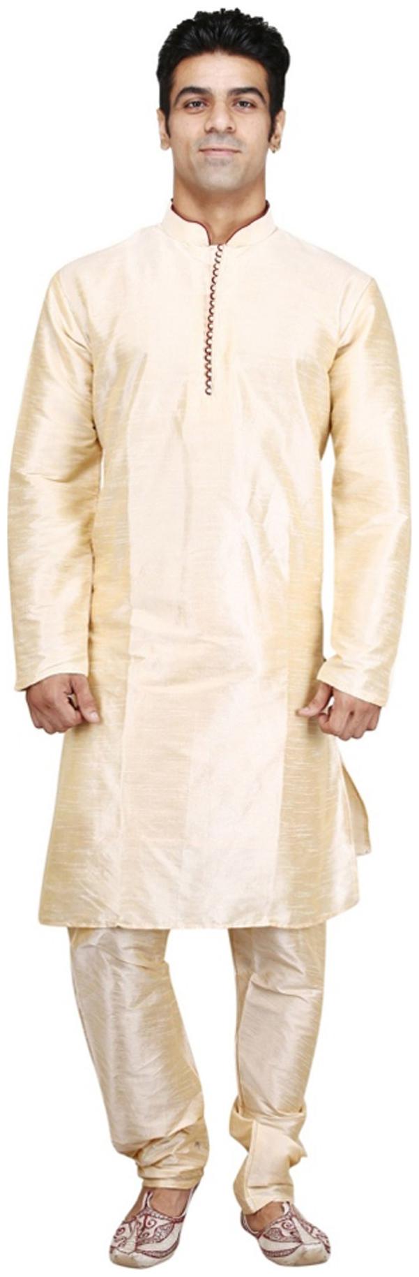 

Royal Kurta Beige Silk Blend Kurta Pyjama Set