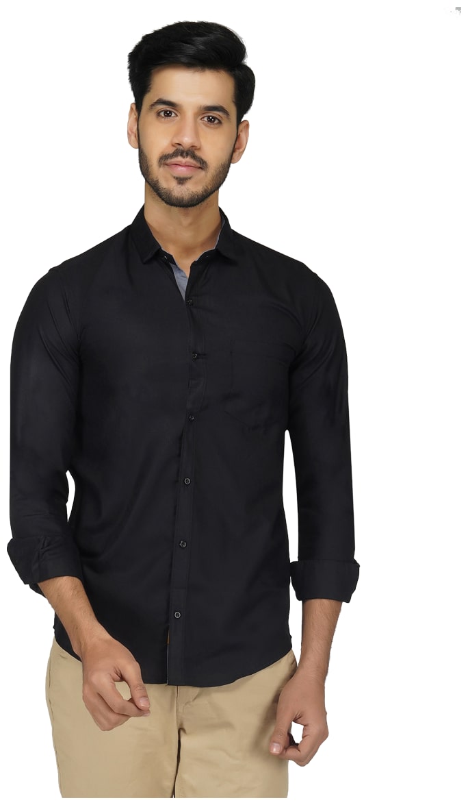 

RoyalTail Men Black Solid Regular Fit Casual Shirt
