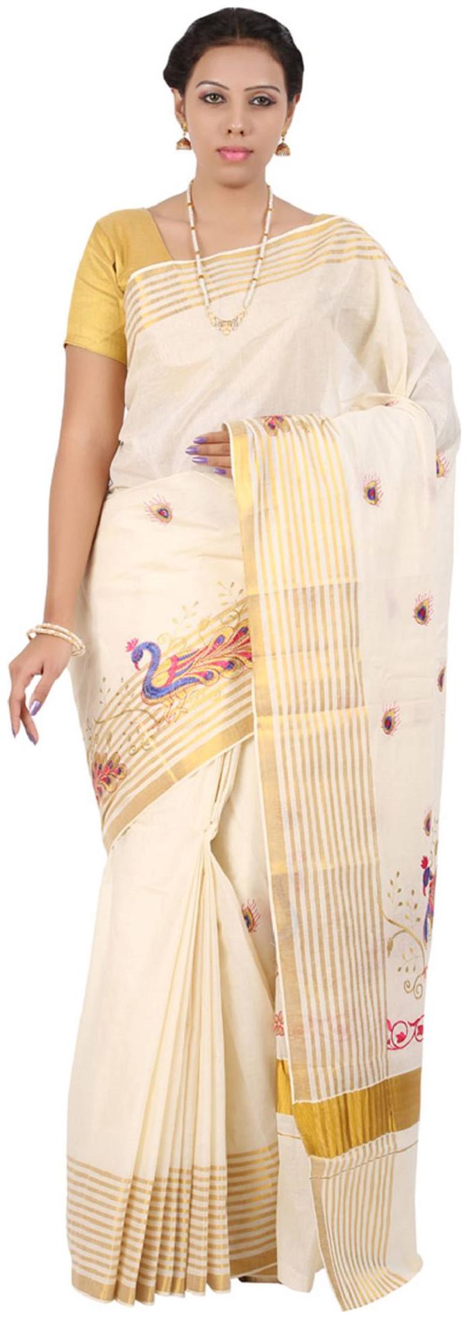 

RSV FABRICS White Solid Universal Regular Saree With blouse