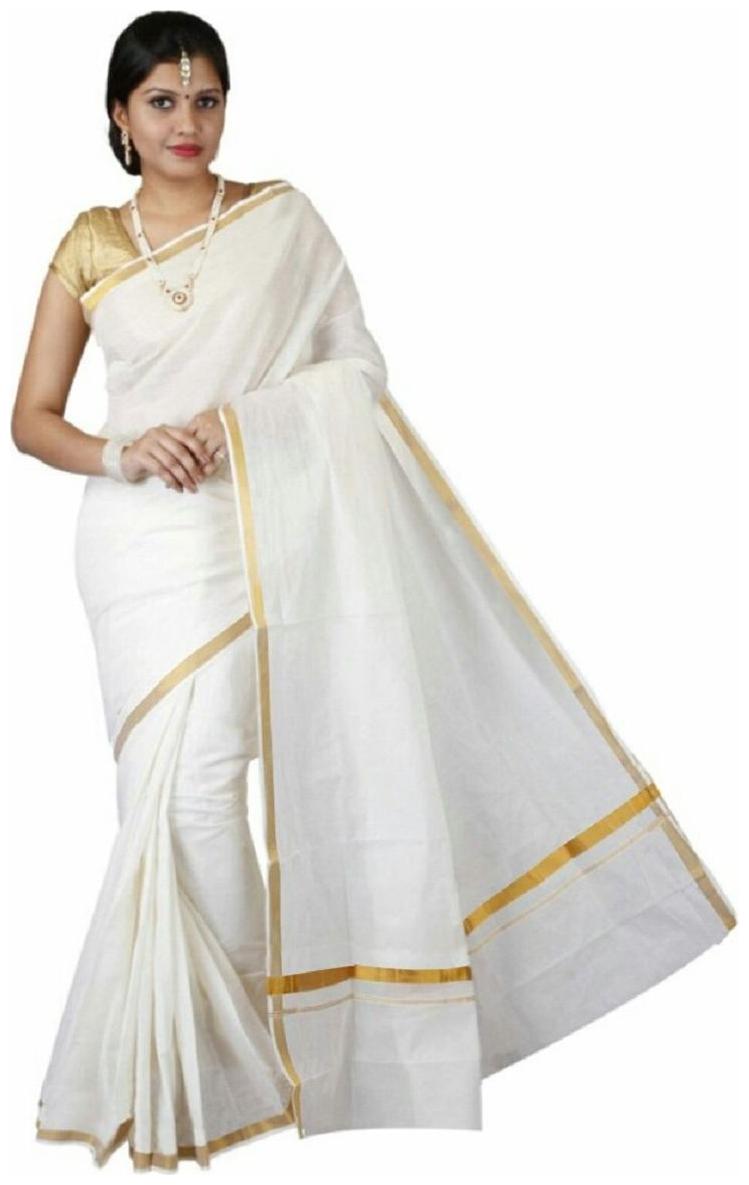 

RSV FABRICS White Solid Universal Regular Saree With blouse