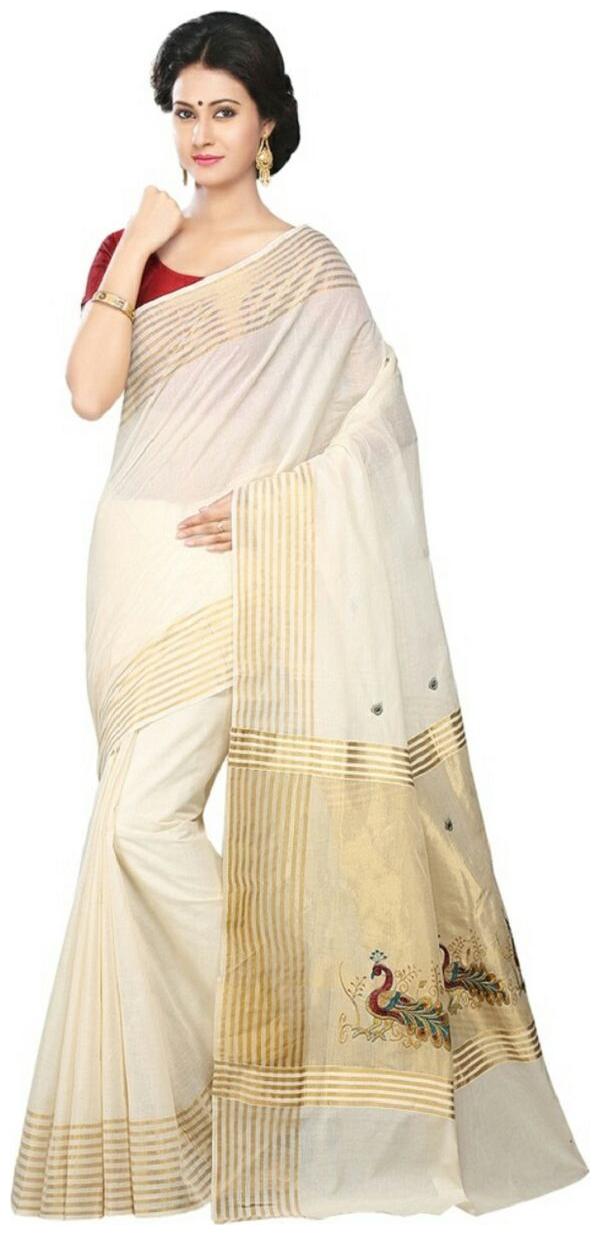

RSV FABRICS White Solid Universal Regular Saree Without blouse