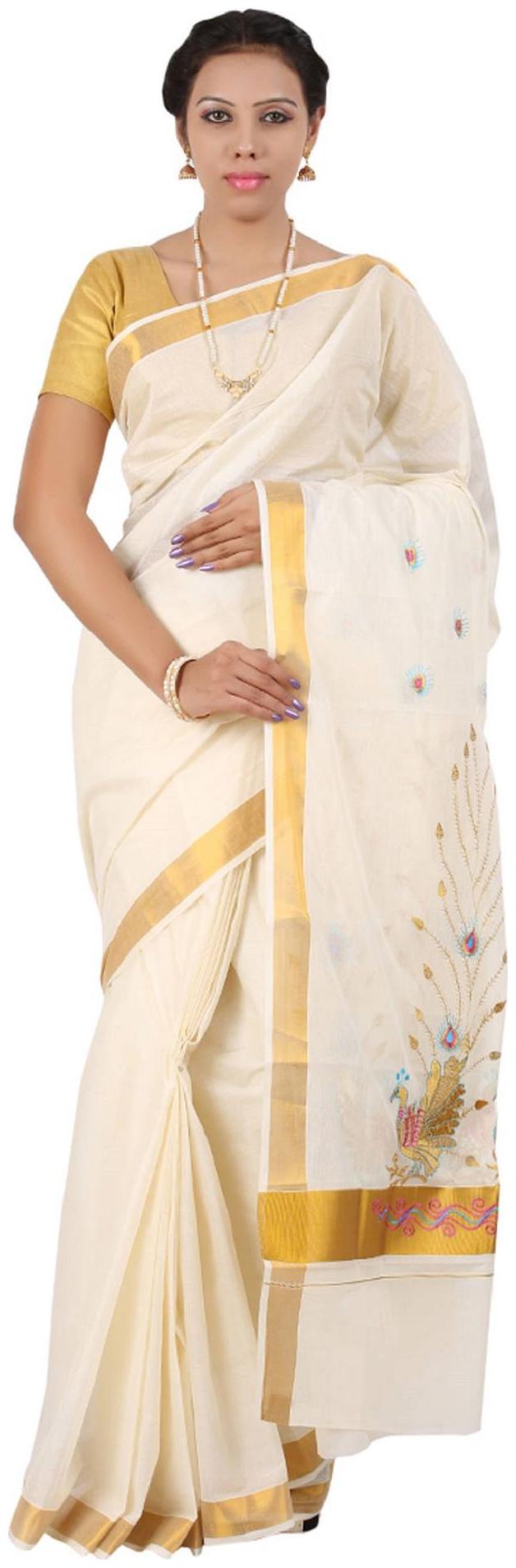 

RSV FABRICS White Solid Universal Regular Saree With blouse