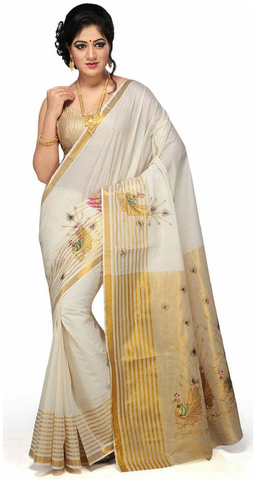 

RSV FABRICS Brown Striped Universal Regular Saree With blouse