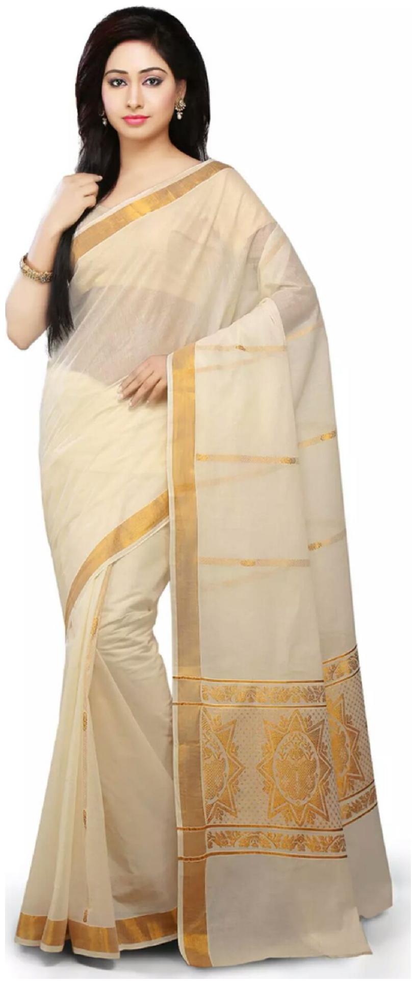 

RSV FABRICS White Solid Universal Regular Saree With blouse