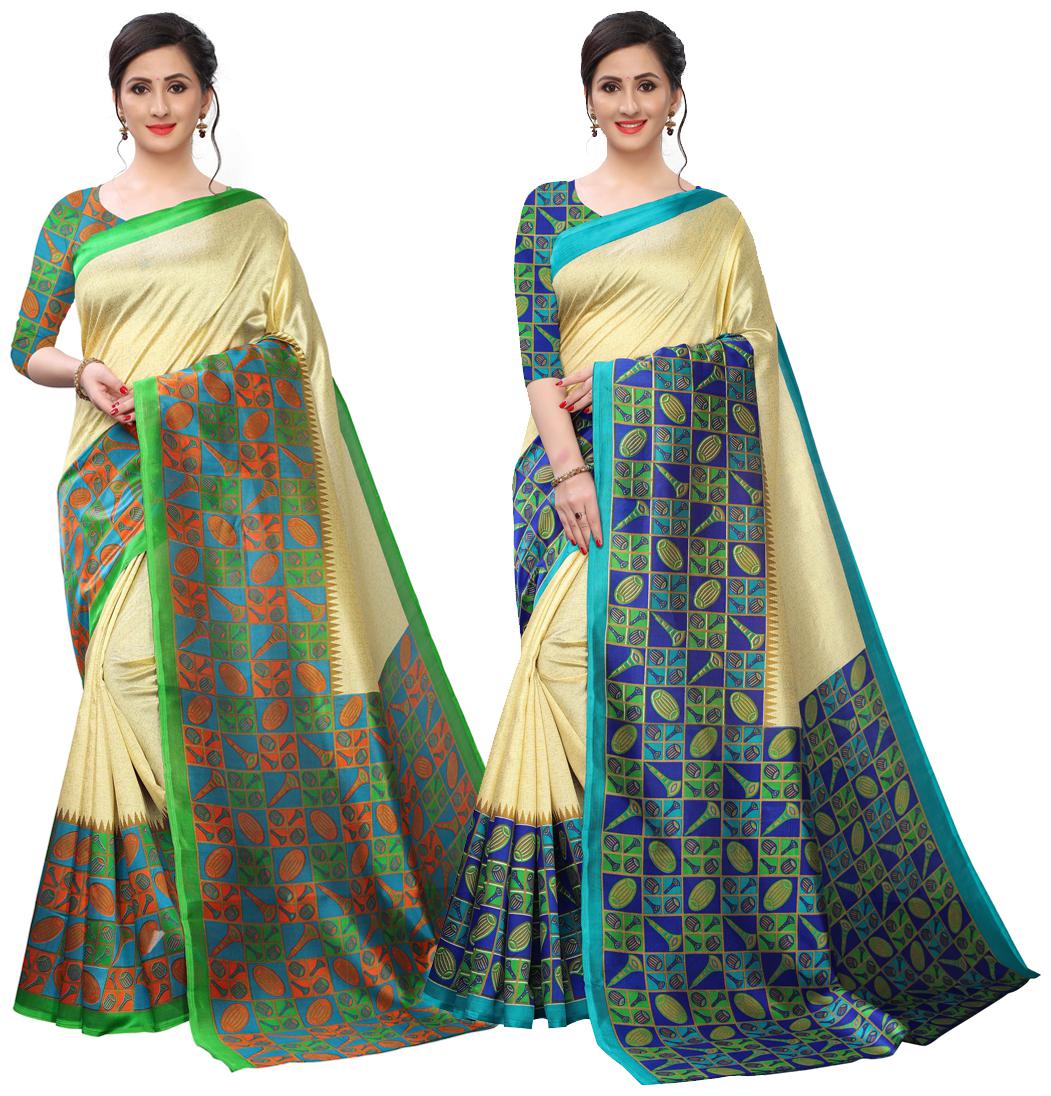 

Ruchika Fashion Artificial Silk Multi Floral Regular Saree For Women