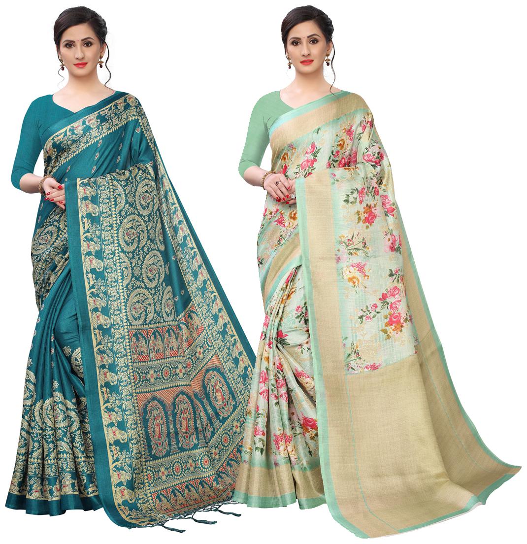 

Ruchika Fashion Artificial Silk Multi Floral Regular Saree For Women