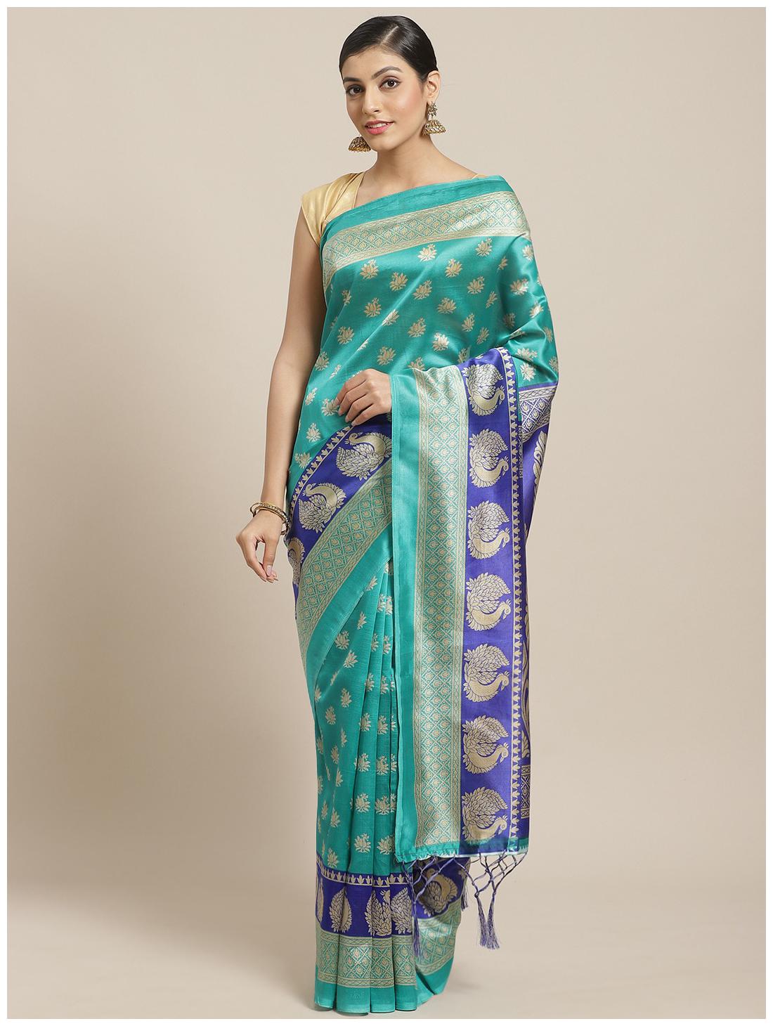 

Ruchika Fashion Artificial Silk Green Printed Regular Saree For Women