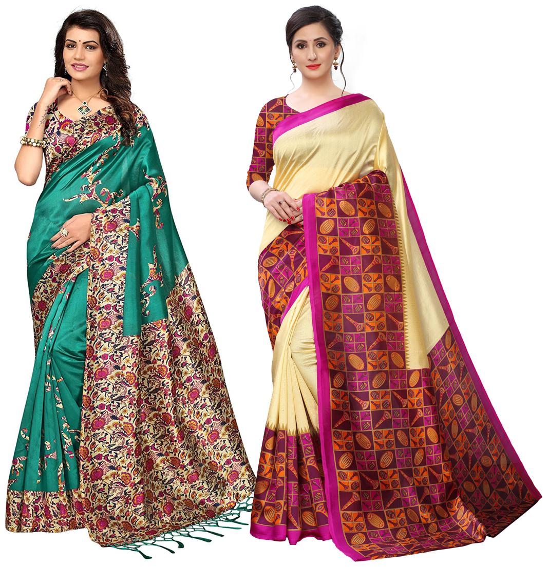 

Ruchika Fashion Artificial Silk Multi Floral Regular Saree For Women
