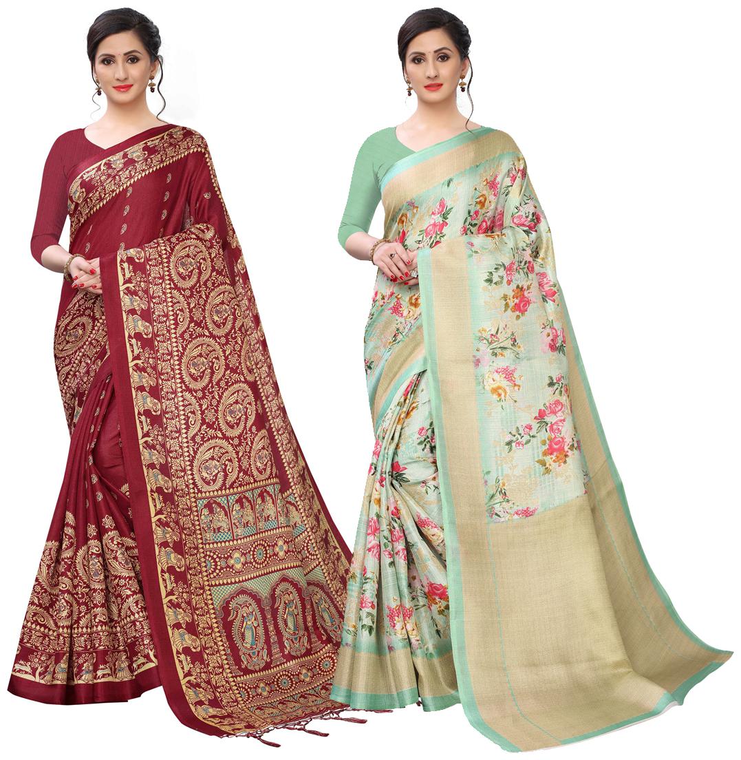 

Ruchika Fashion Artificial Silk Multi Floral Regular Saree For Women