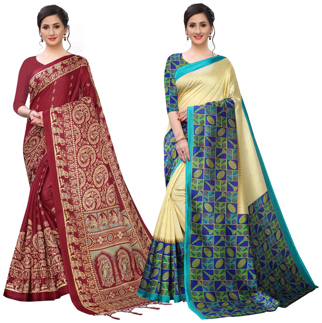 

Ruchika Fashion Artificial Silk Multi Floral Regular Saree For Women