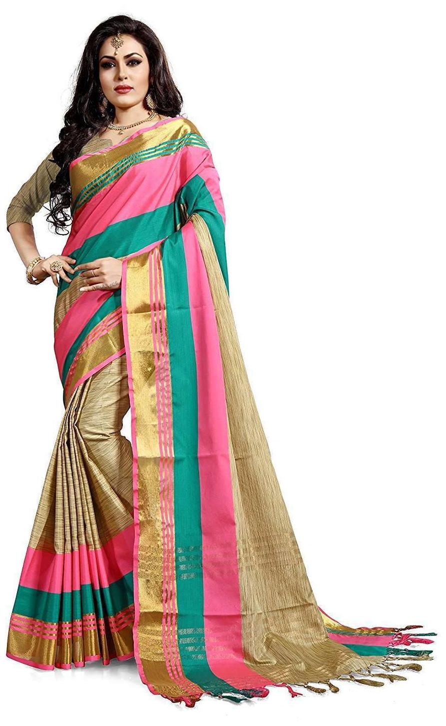 

Ruchika Fashion Women s Cotton Silk Saree With Blouse Piece Material