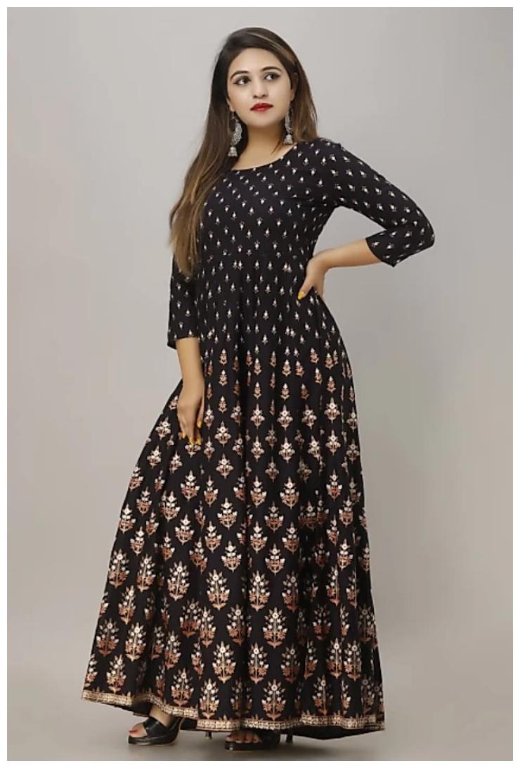 

Rudra Women Viscose Rayon Printed Blue Gown