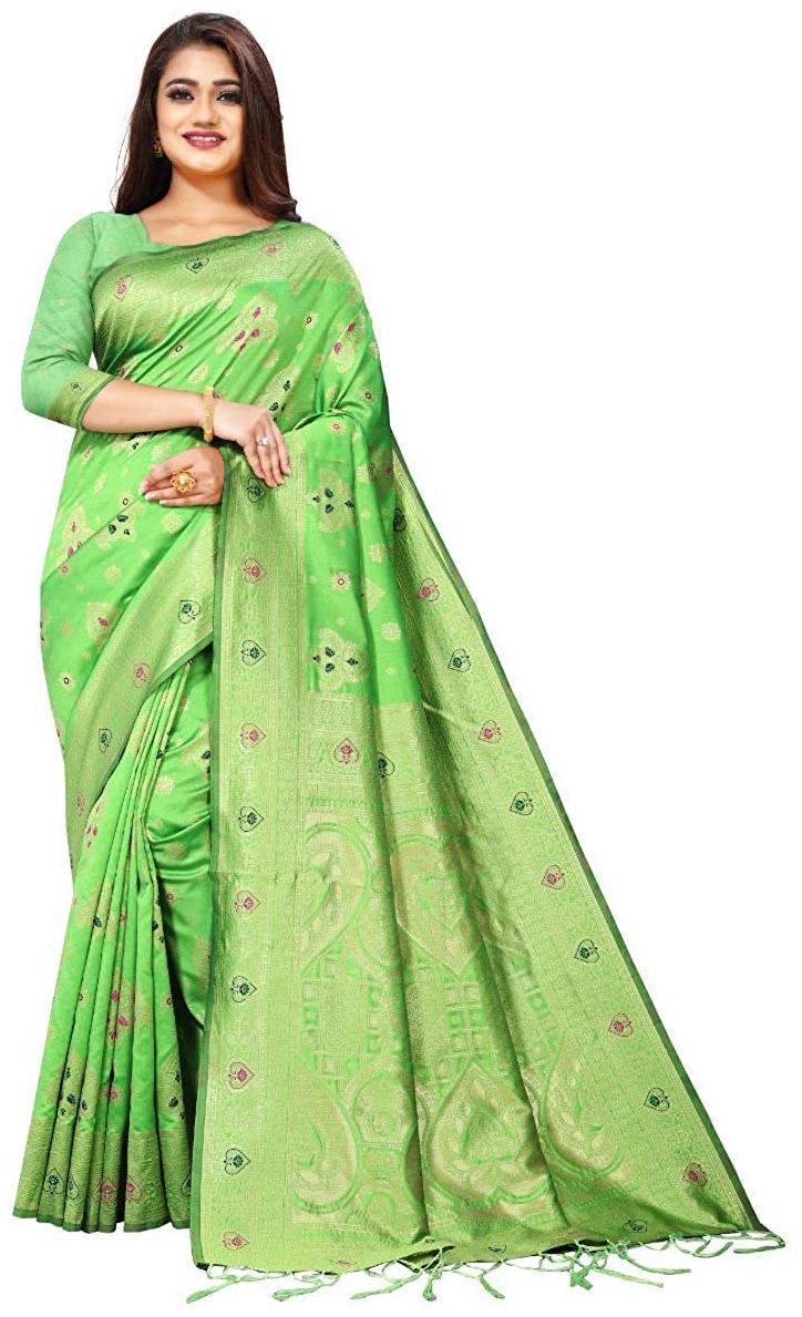 

Rudreshwar Lichi Silk Party Wear Saree For Women (Green)