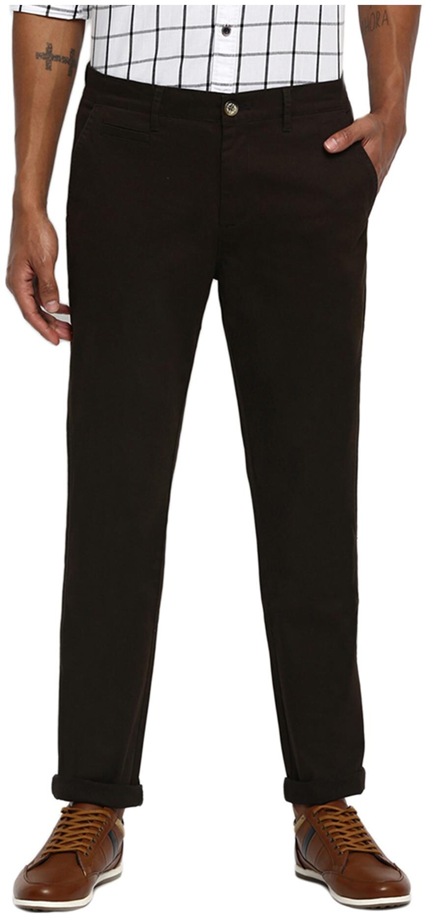 

Ruf And Tuf Men Brown Solid Slim fit Chinos