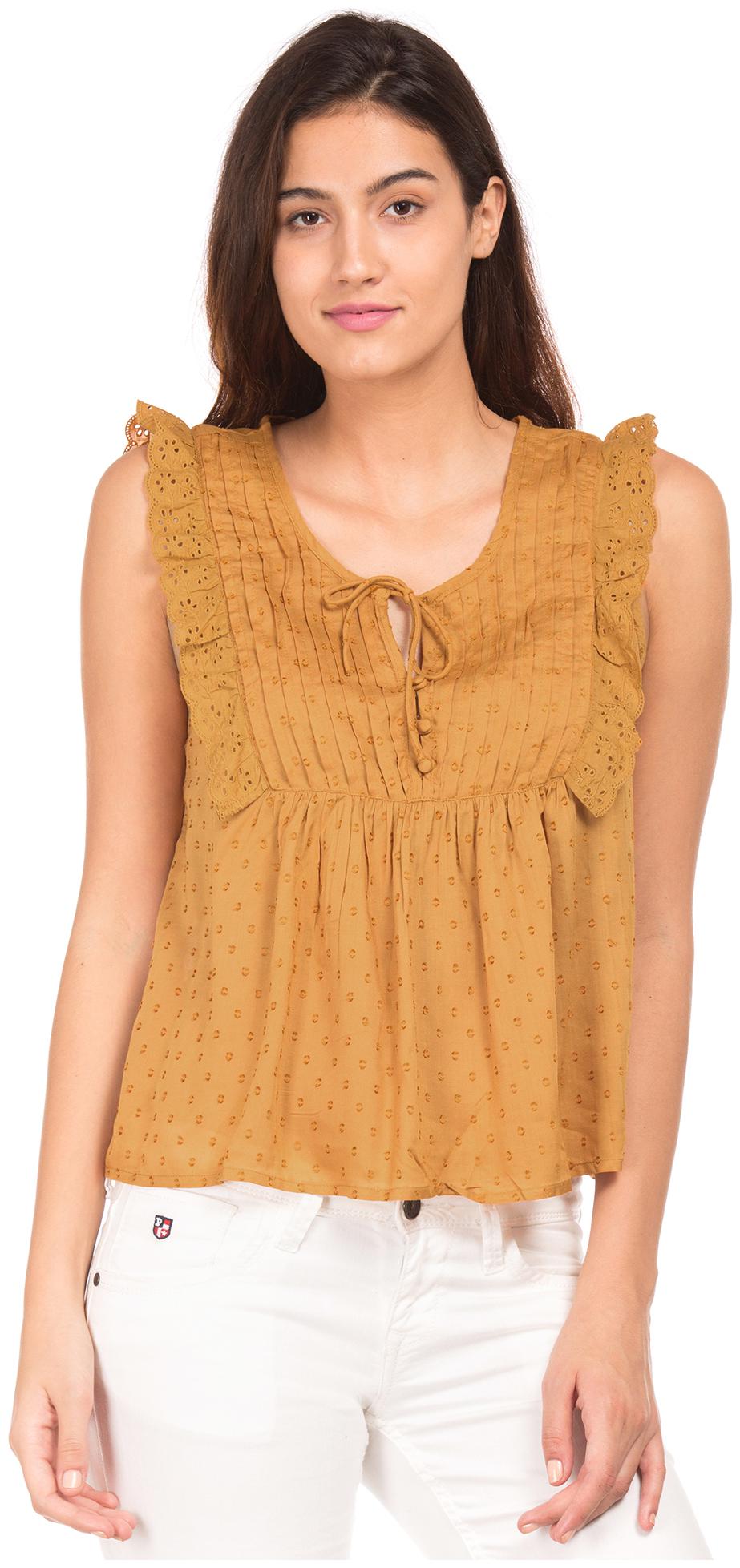 

Aeropostale Women Solid Fusion top - Brown