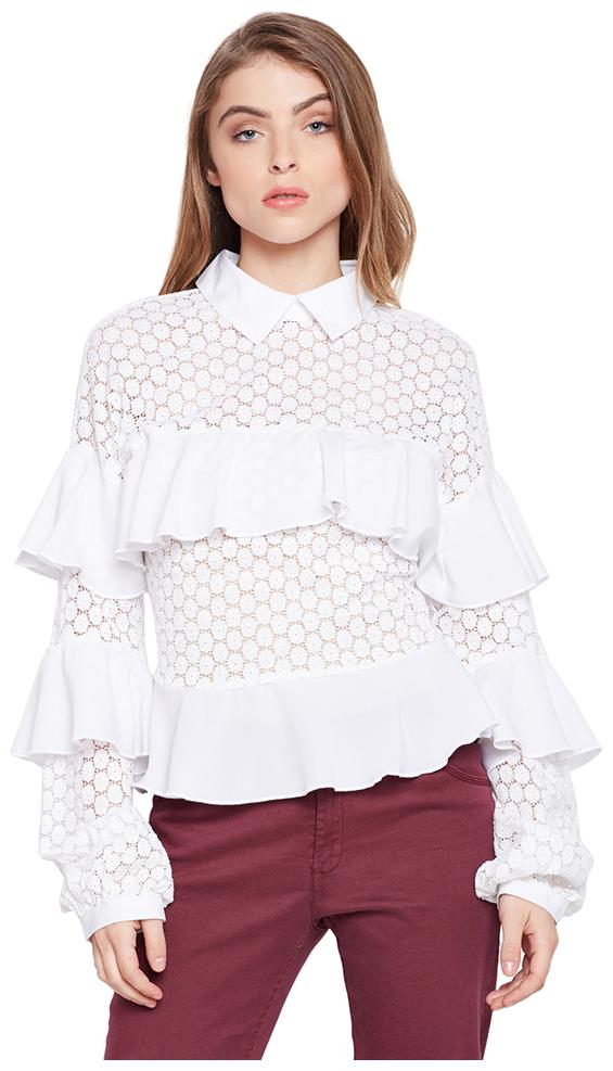 

OXOLLOXO Women Solid Regular top - White