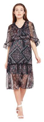 

Oxolloxo Black Solid A-line dress