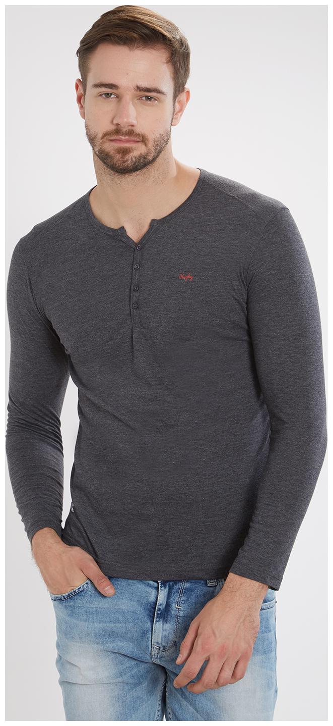

Rugby Men Grey Slim fit Cotton Henley neck T-Shirt - Pack Of 1