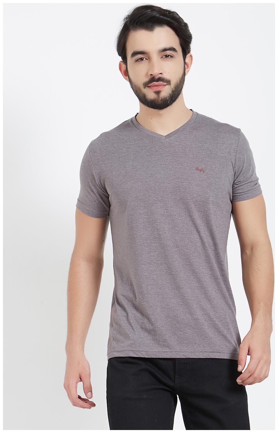 

Rugby Men Grey Slim fit Cotton V neck T-Shirt - Pack Of 1