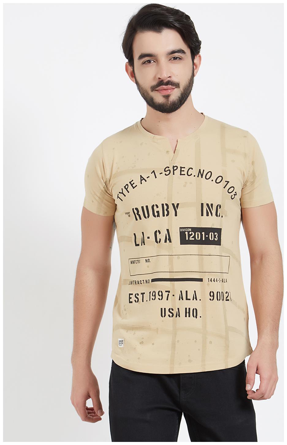 

Rugby Men Beige Slim fit Cotton Round neck T-Shirt - Pack Of 1