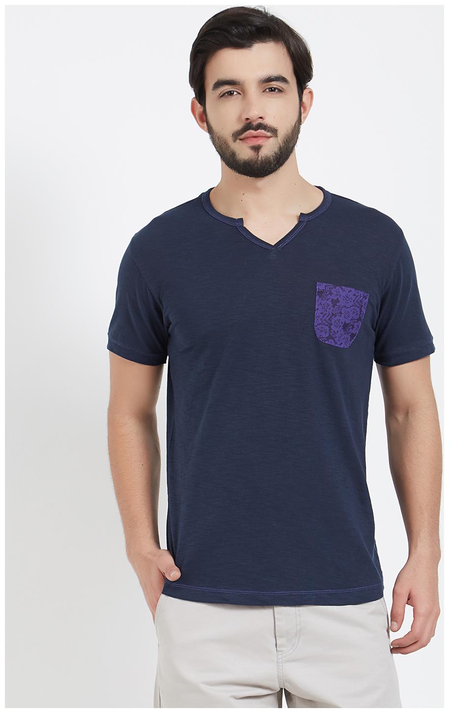 

Rugby Men Blue Slim fit Cotton V neck T-Shirt - Pack Of 1