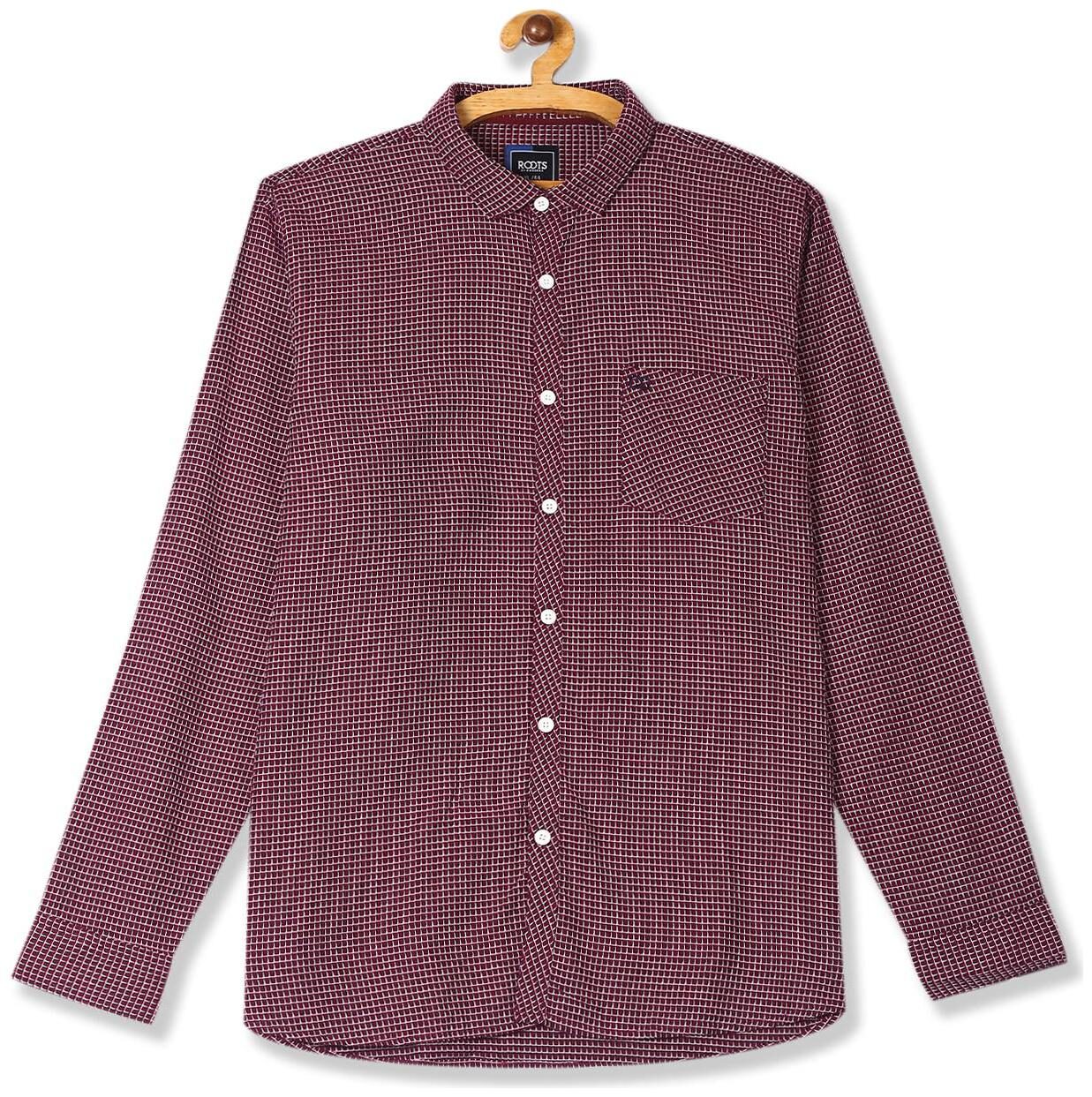 

RUGGERS Men Red Checked Regular Fit Casual Shirt