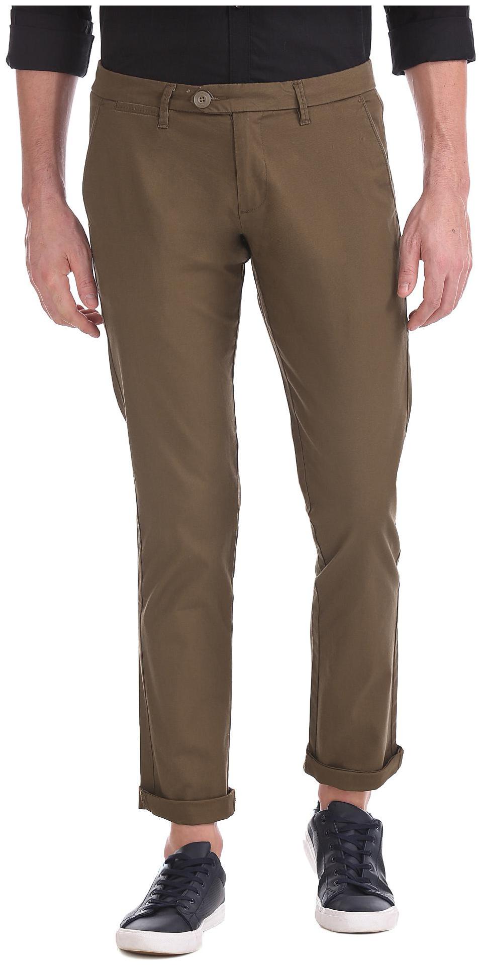 

RUGGERS Men Brown Solid Tapered fit Regular trousers