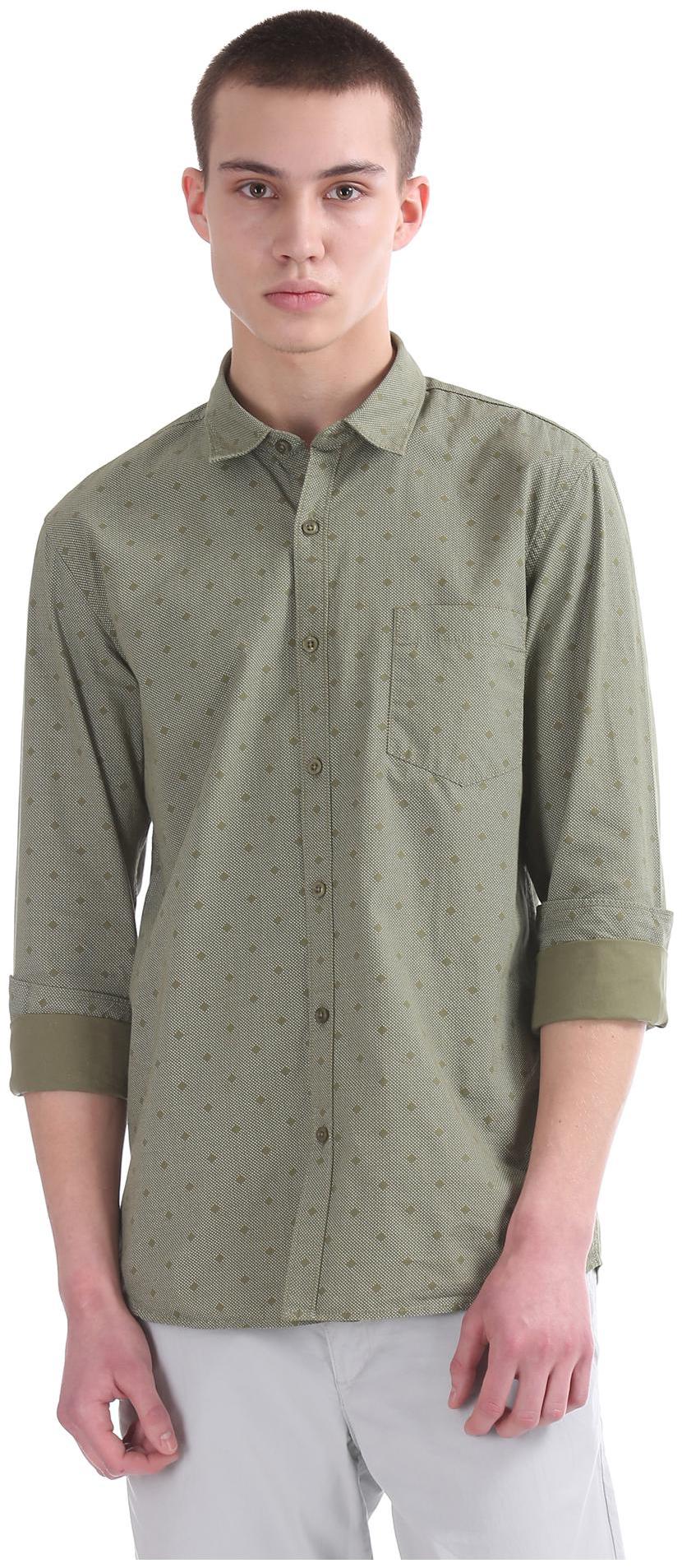 

RUGGERS Men Green Printed Regular Fit Casual Shirt