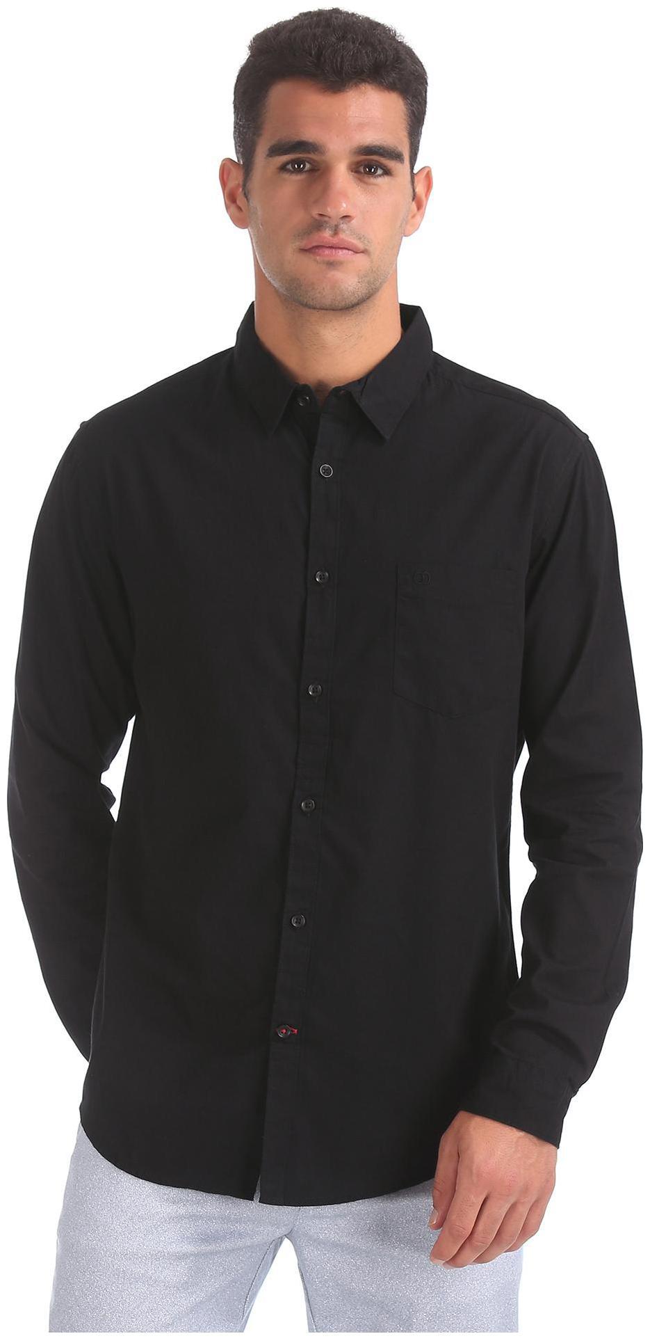 

RUGGERS Men Black Solid Slim Fit Casual Shirt