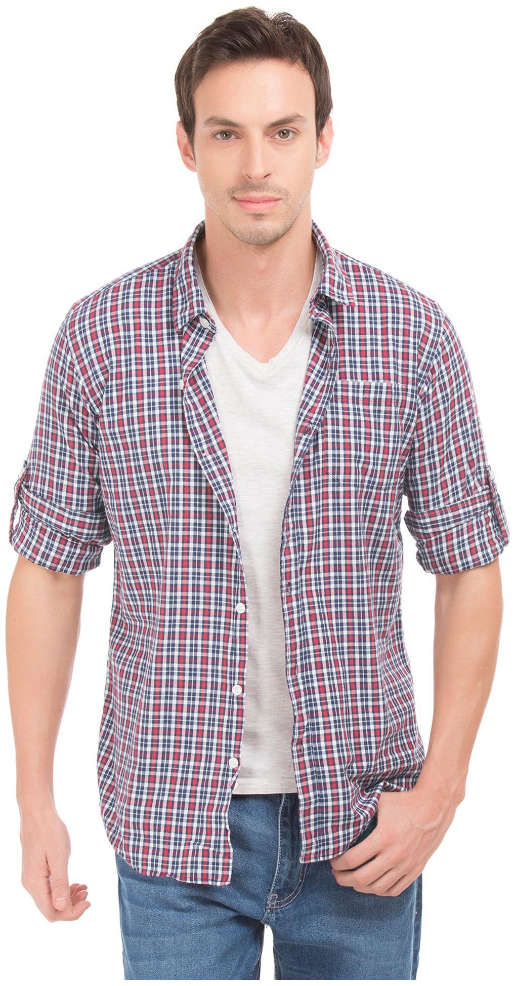

RUGGERS Men Red Checked Slim Fit Casual Shirt