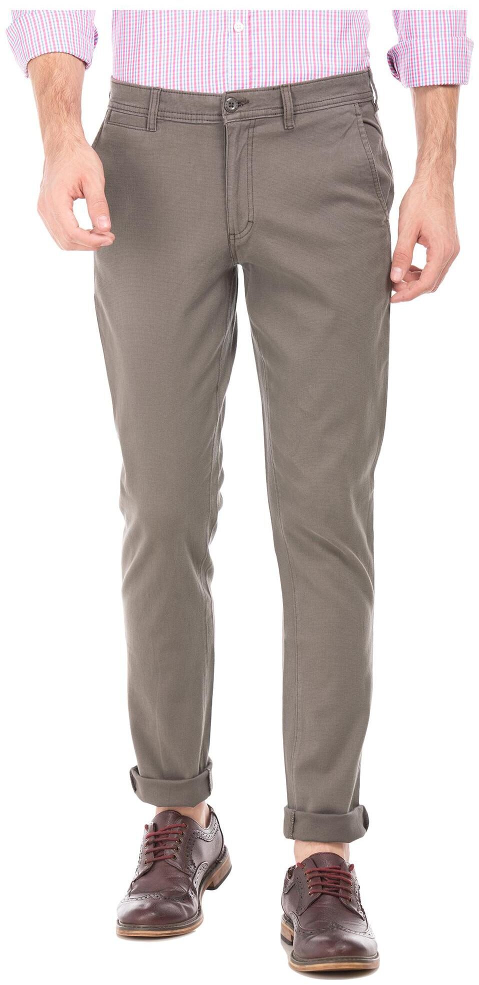 

RUGGERS Men Grey Solid Slim fit Regular trousers