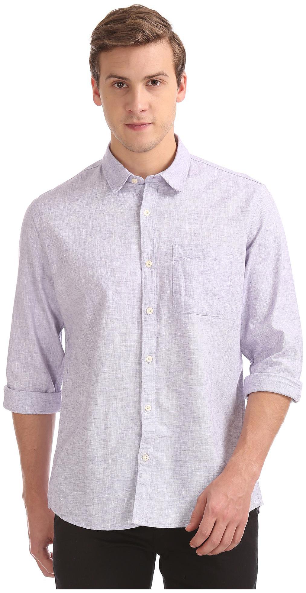 

RUGGERS Men Purple Solid Regular Fit Casual Shirt
