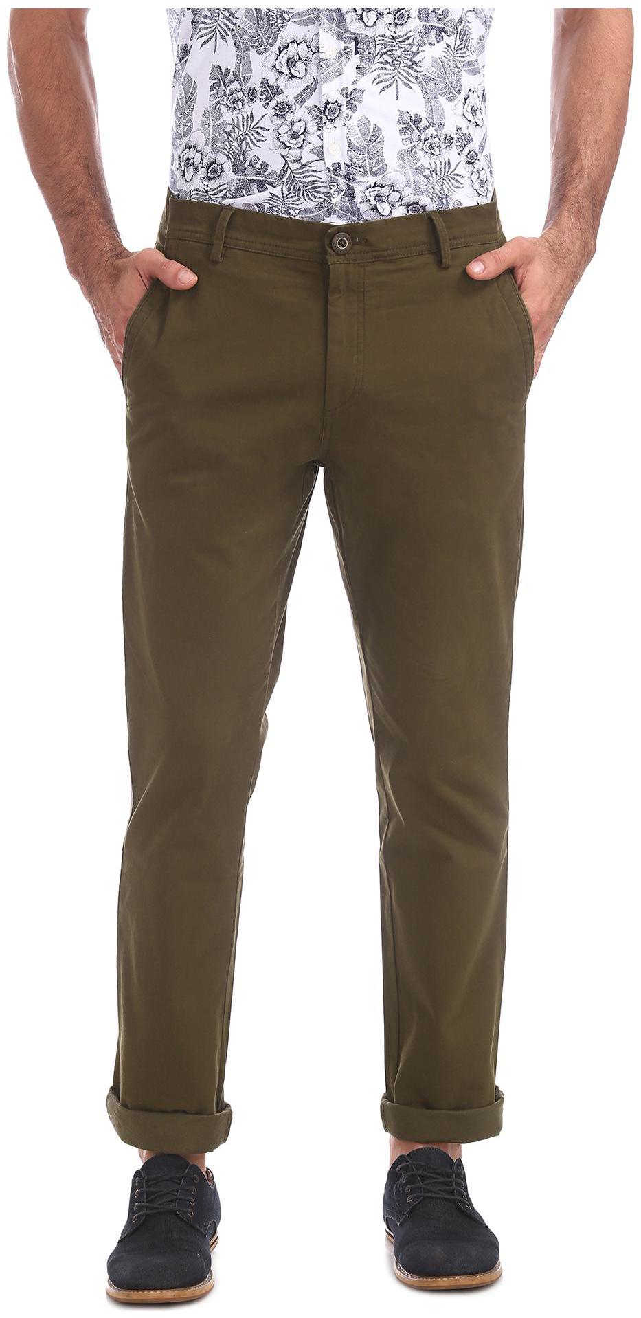 

RUGGERS Men Brown Solid Slim fit Regular trousers