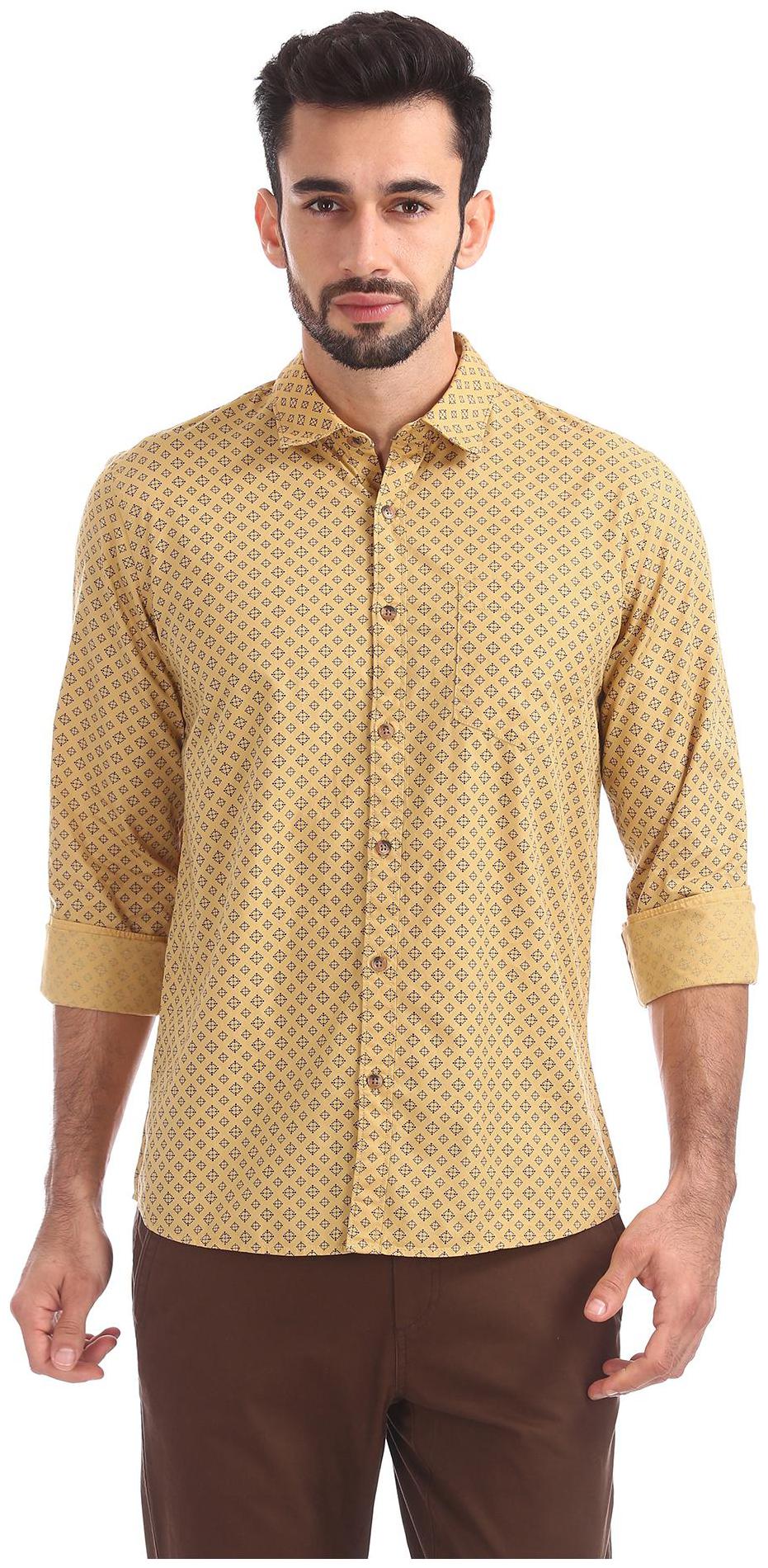 

RUGGERS Men Brown Printed Regular Fit Casual Shirt