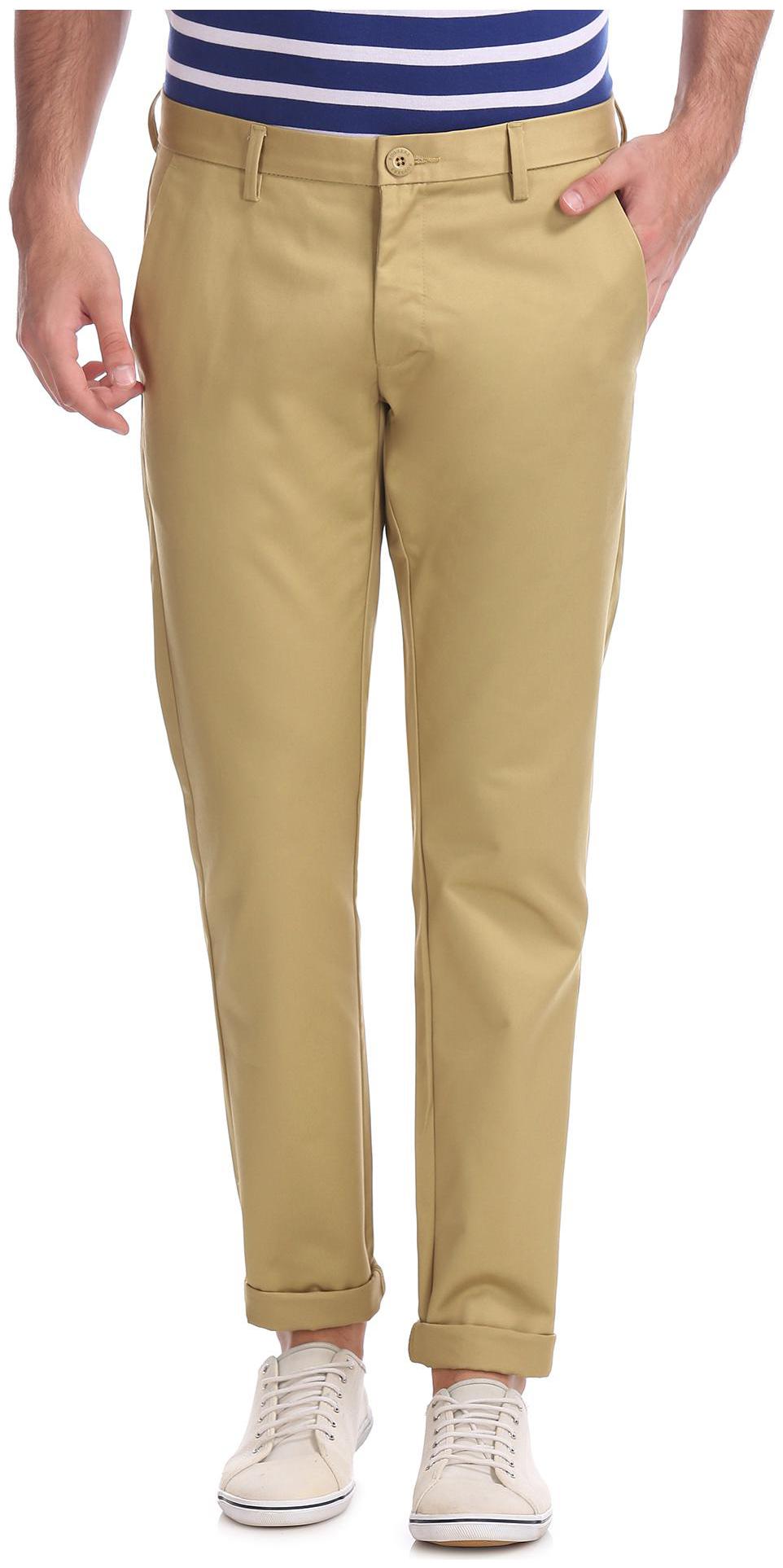 

RUGGERS Men Brown Solid Regular fit Regular trousers