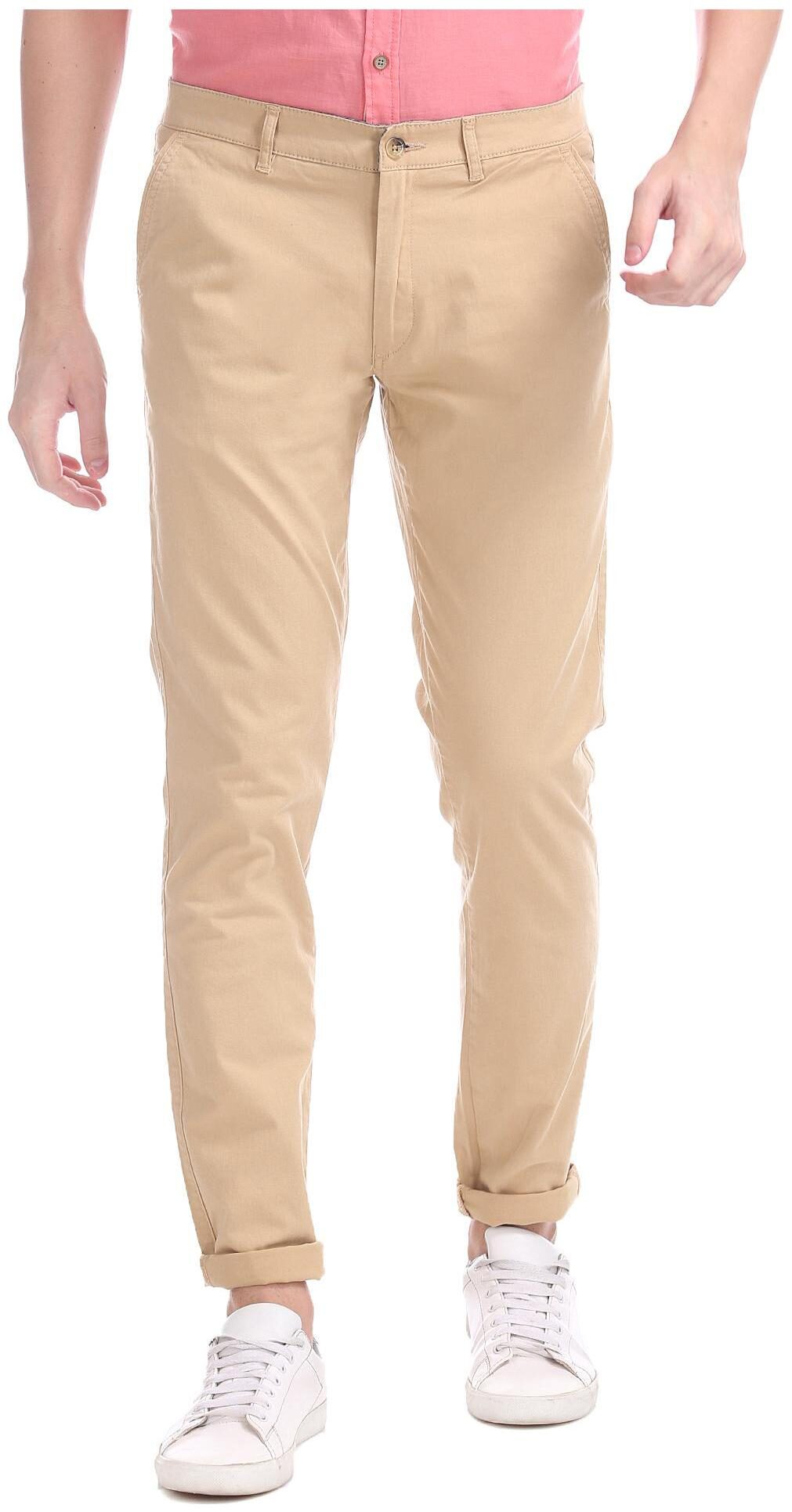 

RUGGERS Men Beige Solid Slim fit Regular trousers