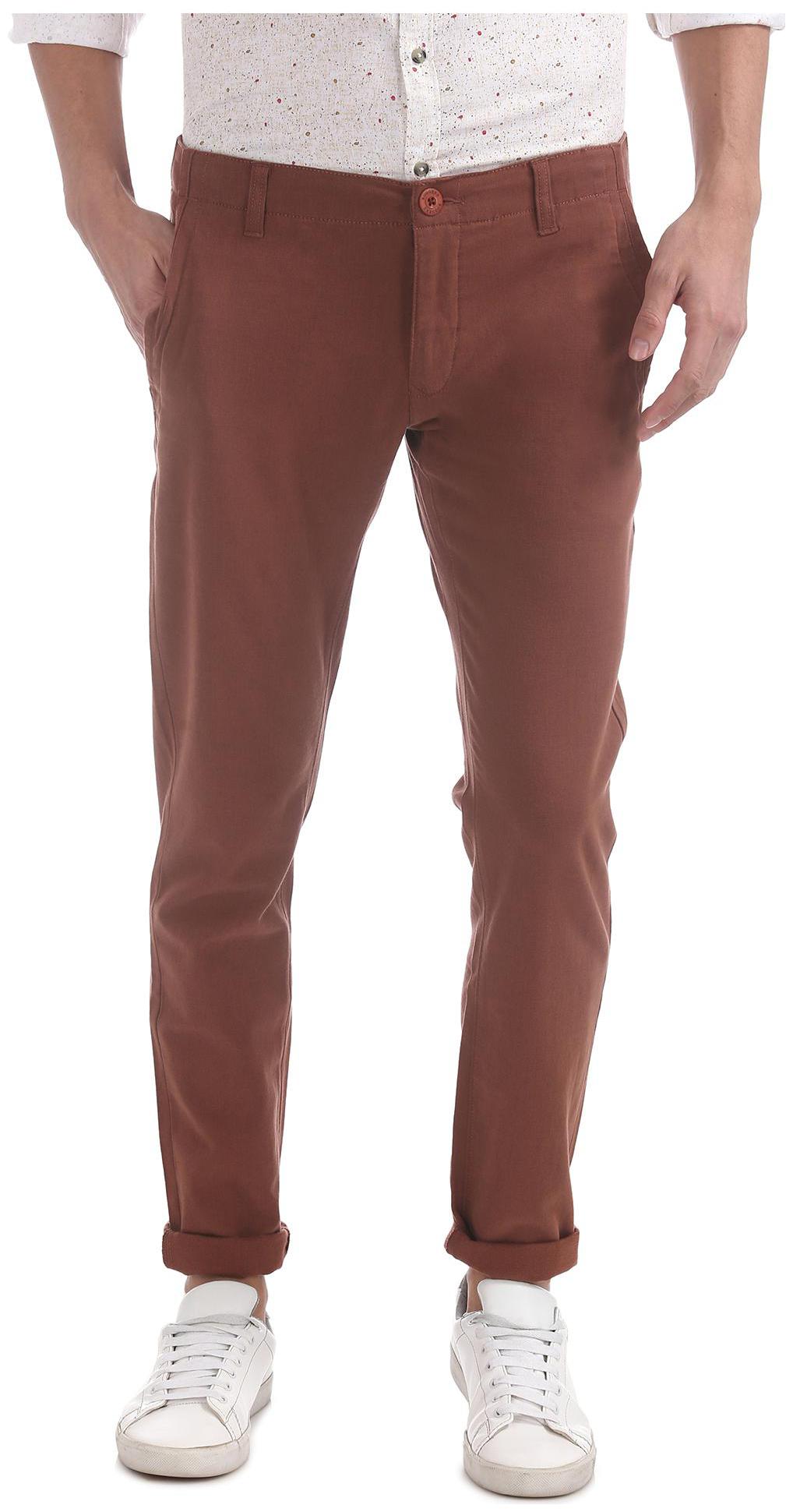 

RUGGERS Men Orange Solid Slim fit Regular trousers
