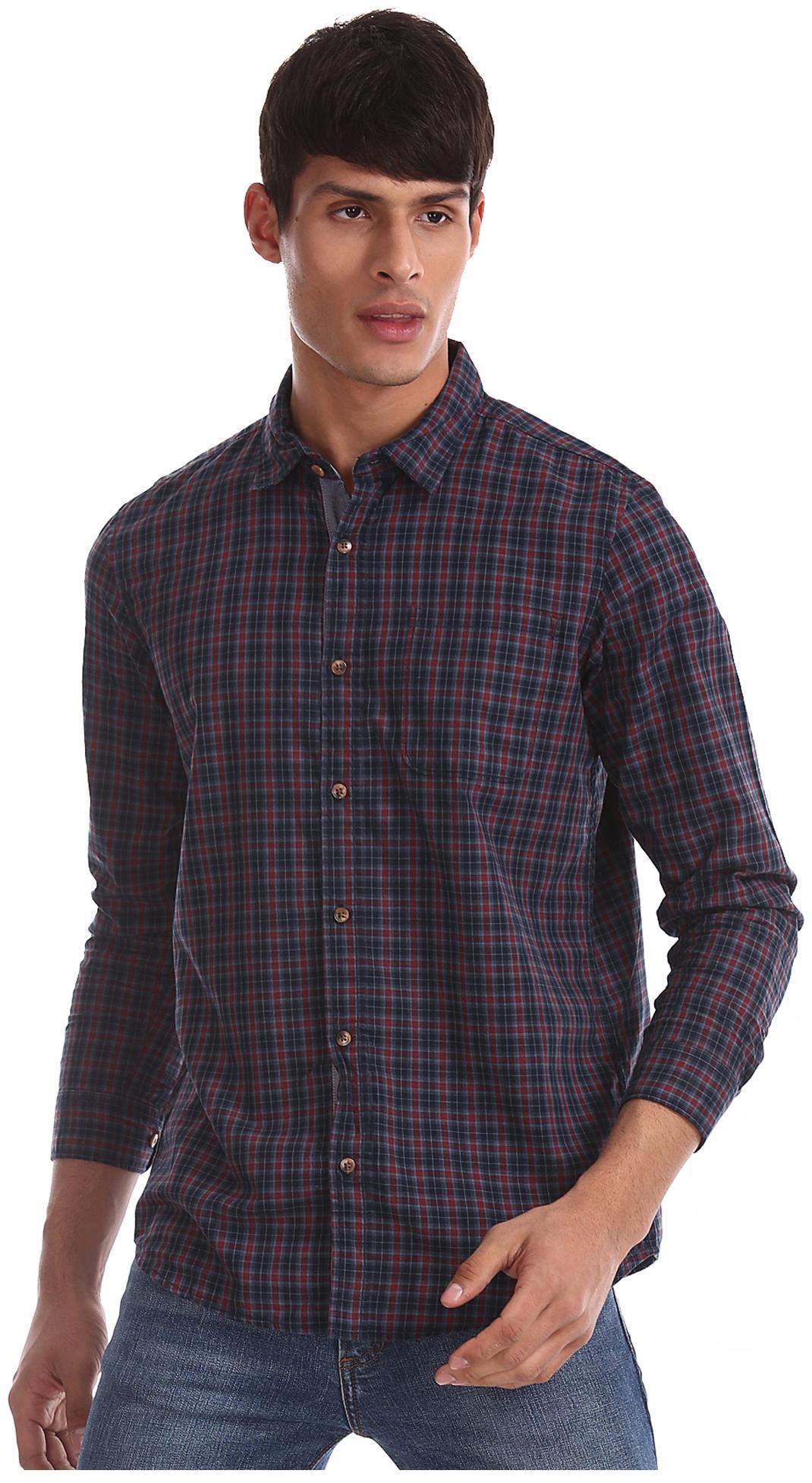 

RUGGERS Men Grey Checked Regular Fit Casual Shirt