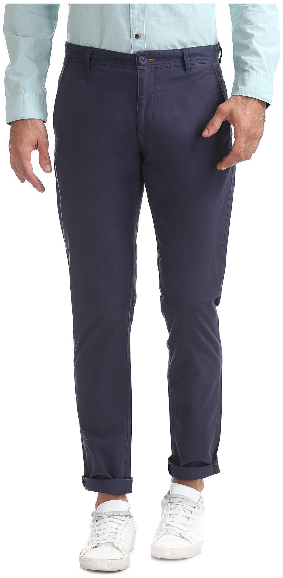 

RUGGERS Men Blue Solid Slim fit Regular trousers