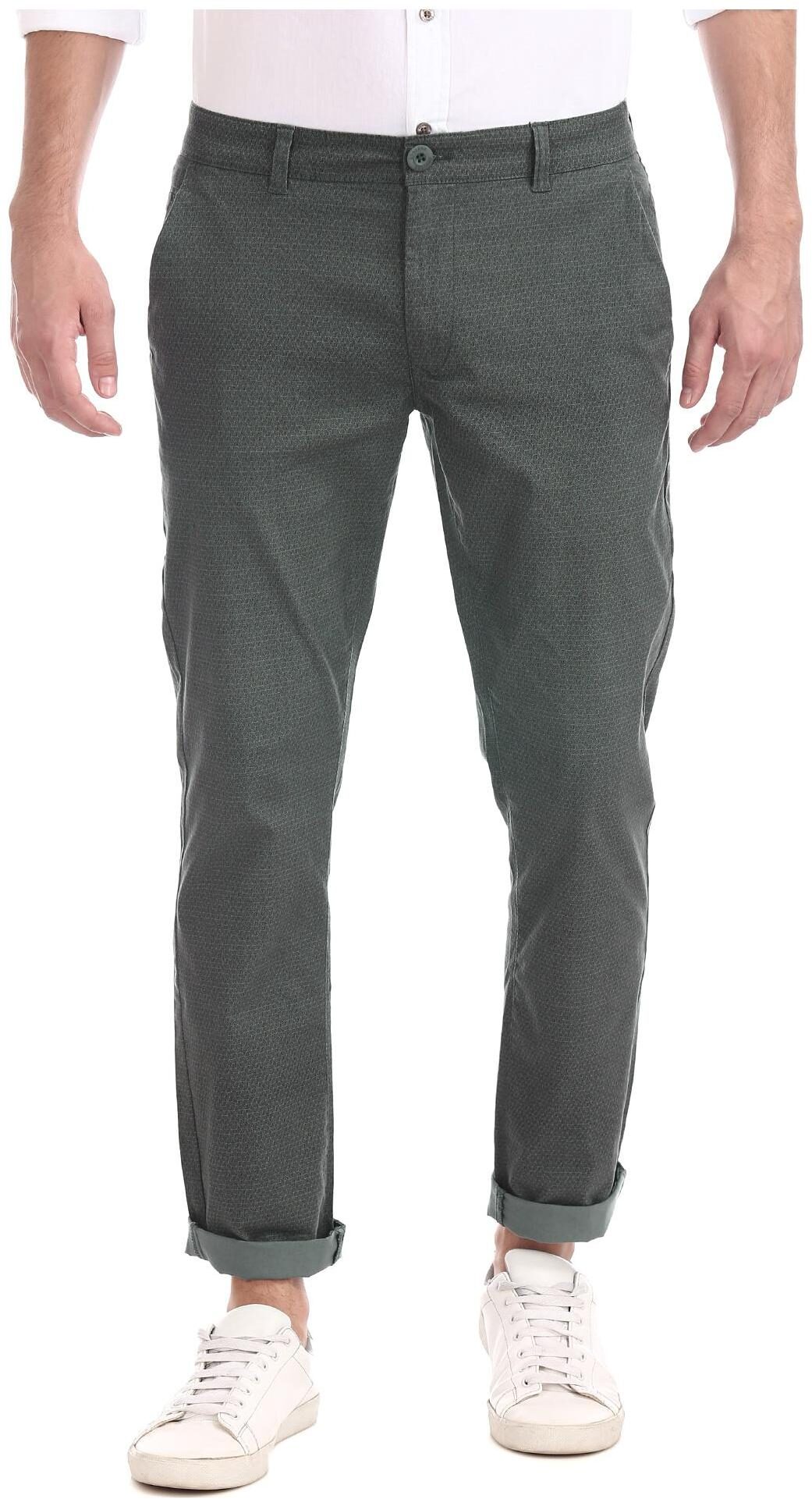 

RUGGERS Men Green Printed Tapered fit Regular trousers