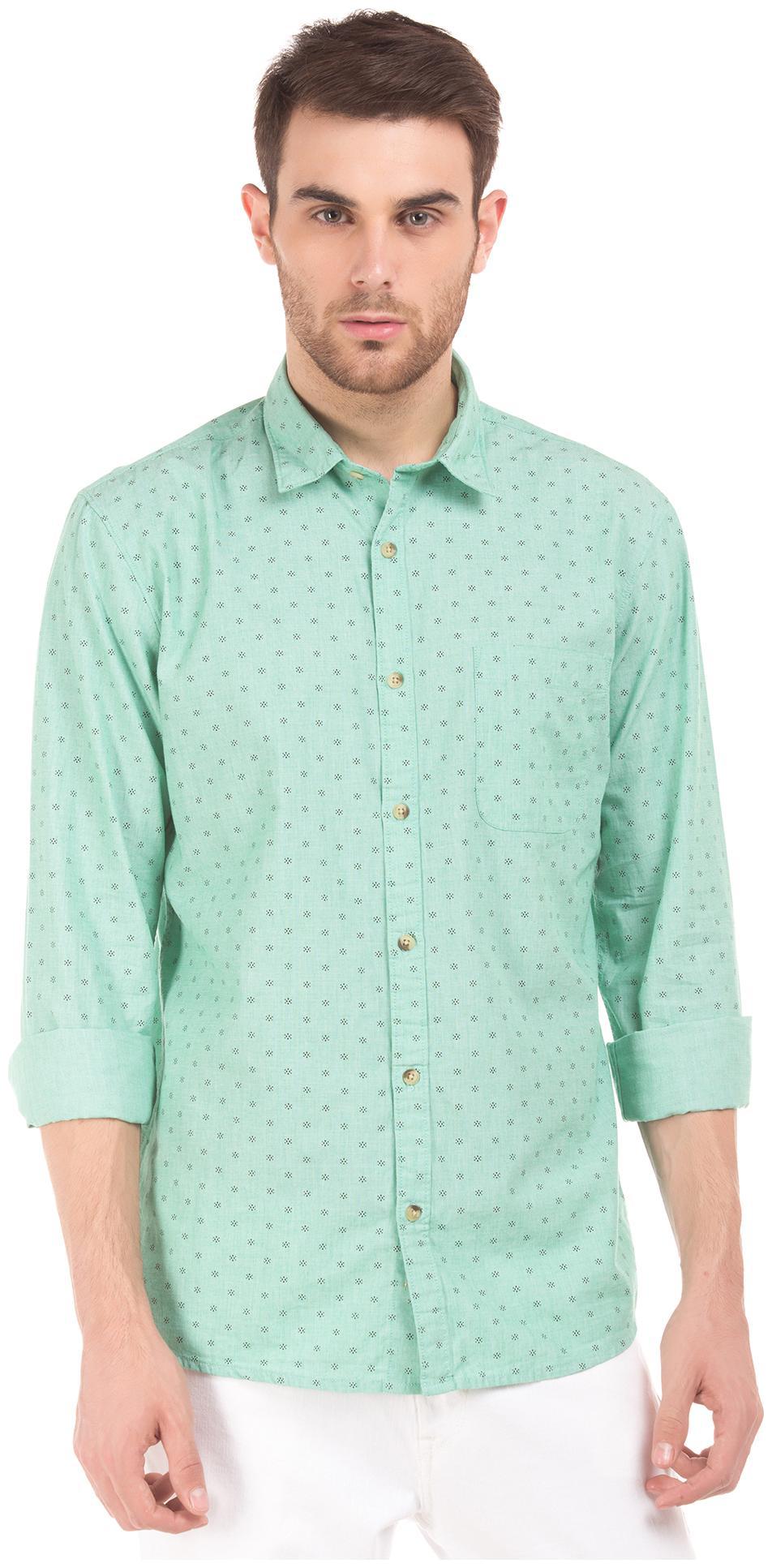 

RUGGERS Men Green Printed Regular Fit Casual Shirt