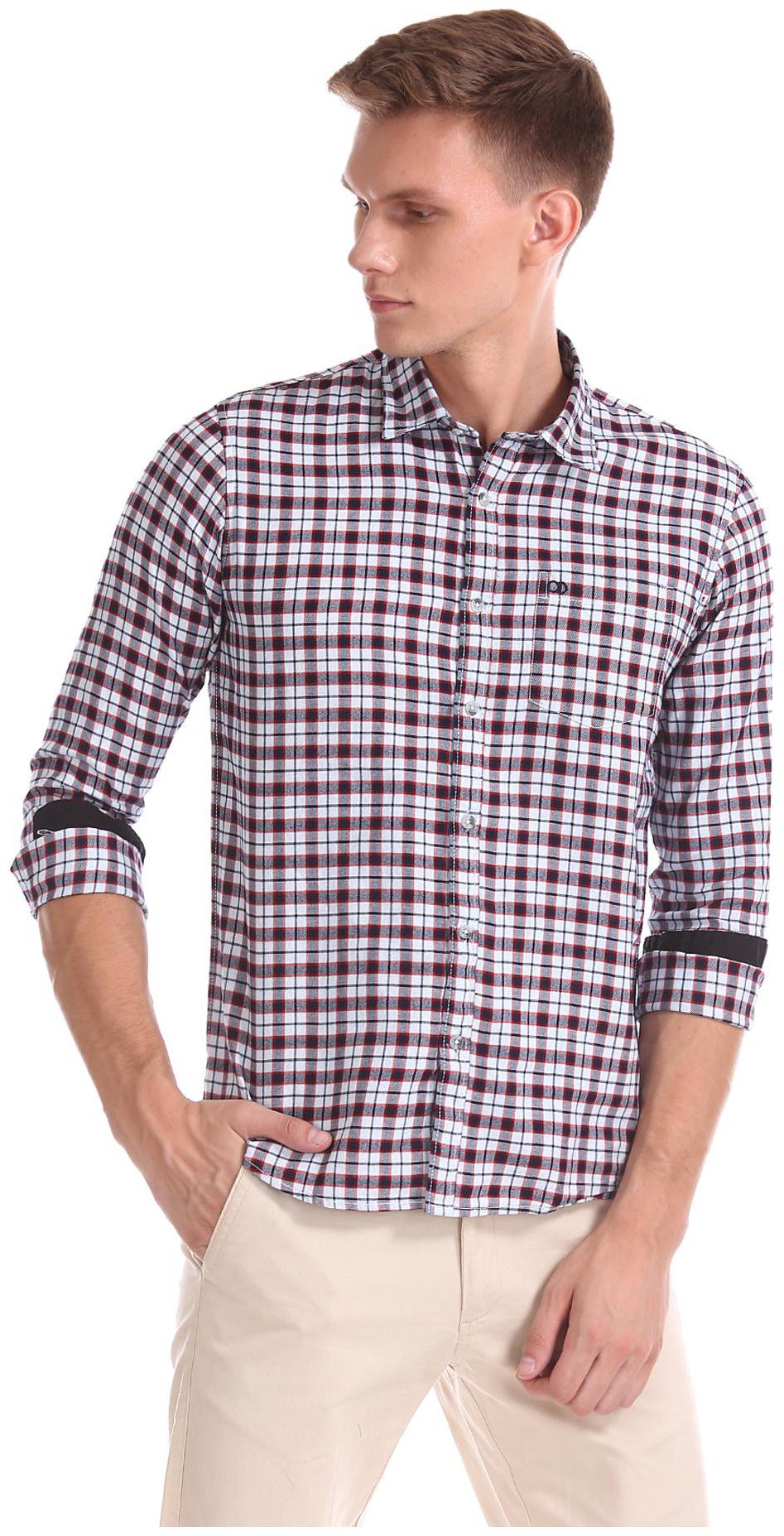 

RUGGERS Men White Checked Regular Fit Casual Shirt