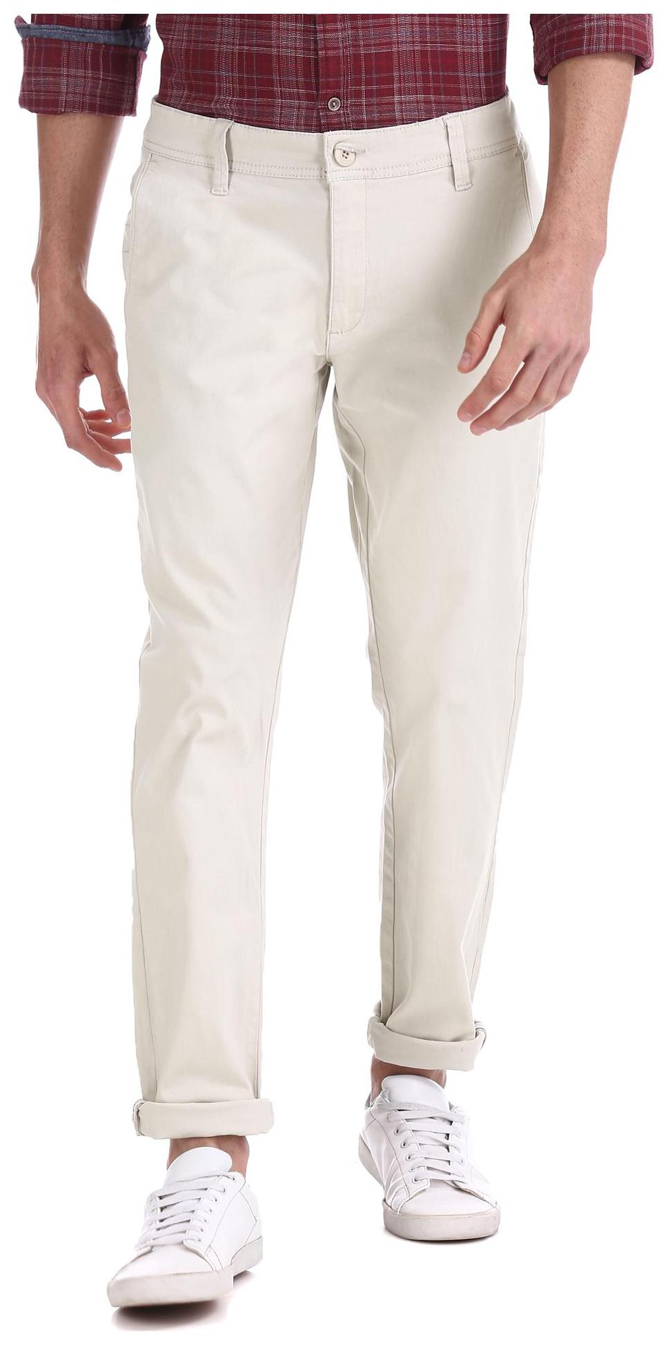 

RUGGERS Men Beige Solid Slim fit Regular trousers