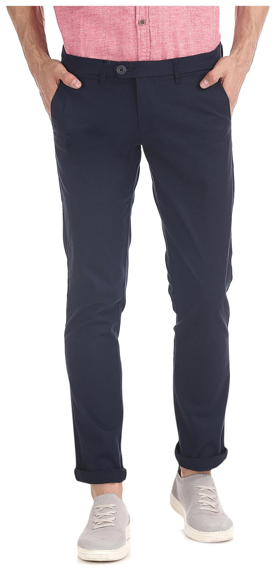 

RUGGERS Men Blue Solid Tapered fit Regular trousers