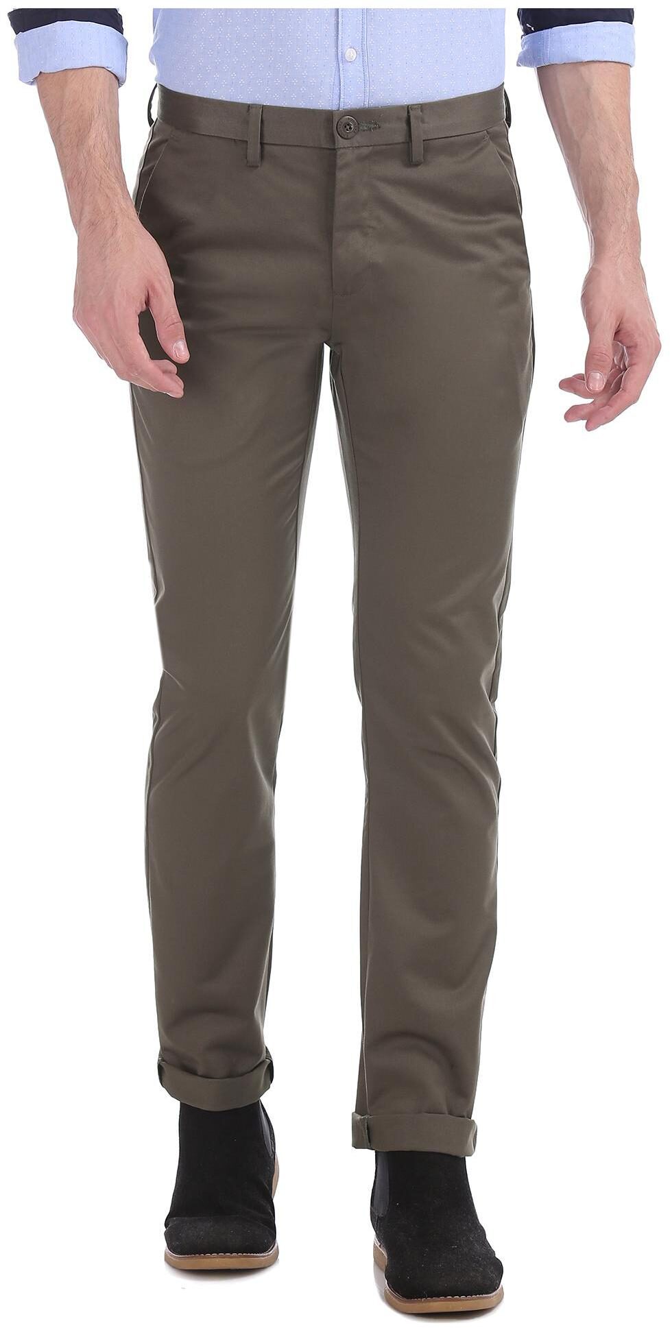 

RUGGERS Men Solid Slim Fit Formal Trouser - Green